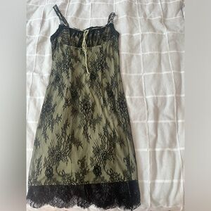 Cider Lace Knot Front Cami Dress-Green.